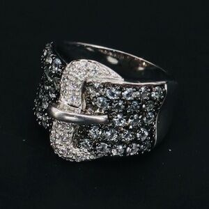 Sterling Ross/Simons Aquamarine CZ Belt Buckle Ring